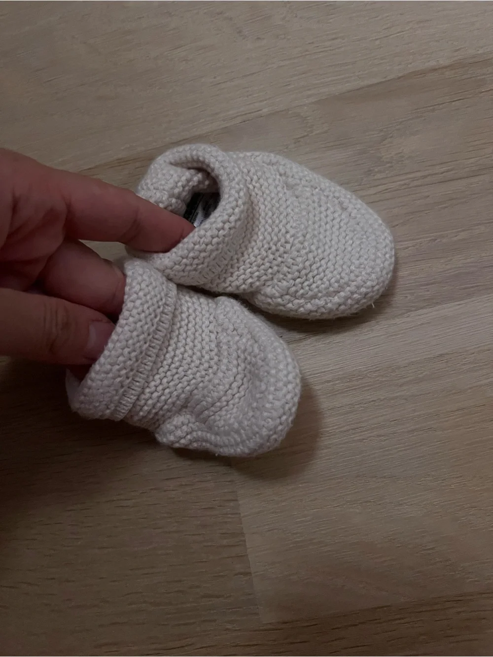 GAP Cream Knit Baby Booties with Rolled Cuff